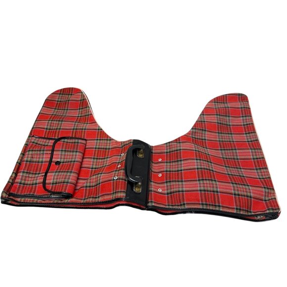 Vintage Ice Skates Bag with Handle Red Plaid Retro Holiday MCM Christmas Decor - Picture 3 of 13